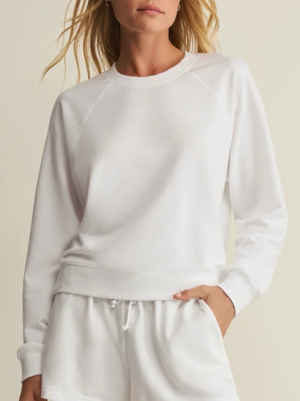 Z Supply White Crewneck Sweatshirt - Simple Pullover size S